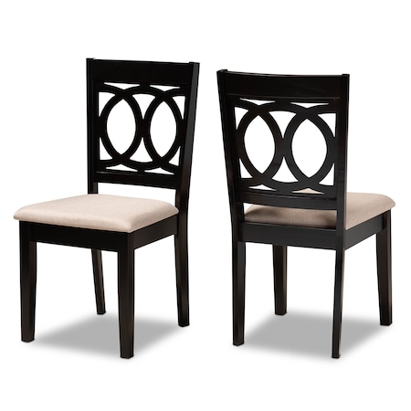 Baxton Studio Lenoir Sand Upholstered Espresso Wood 2-Piece Dining Chair Set 162-10523